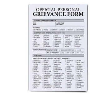 Personal Grievance Note Pad