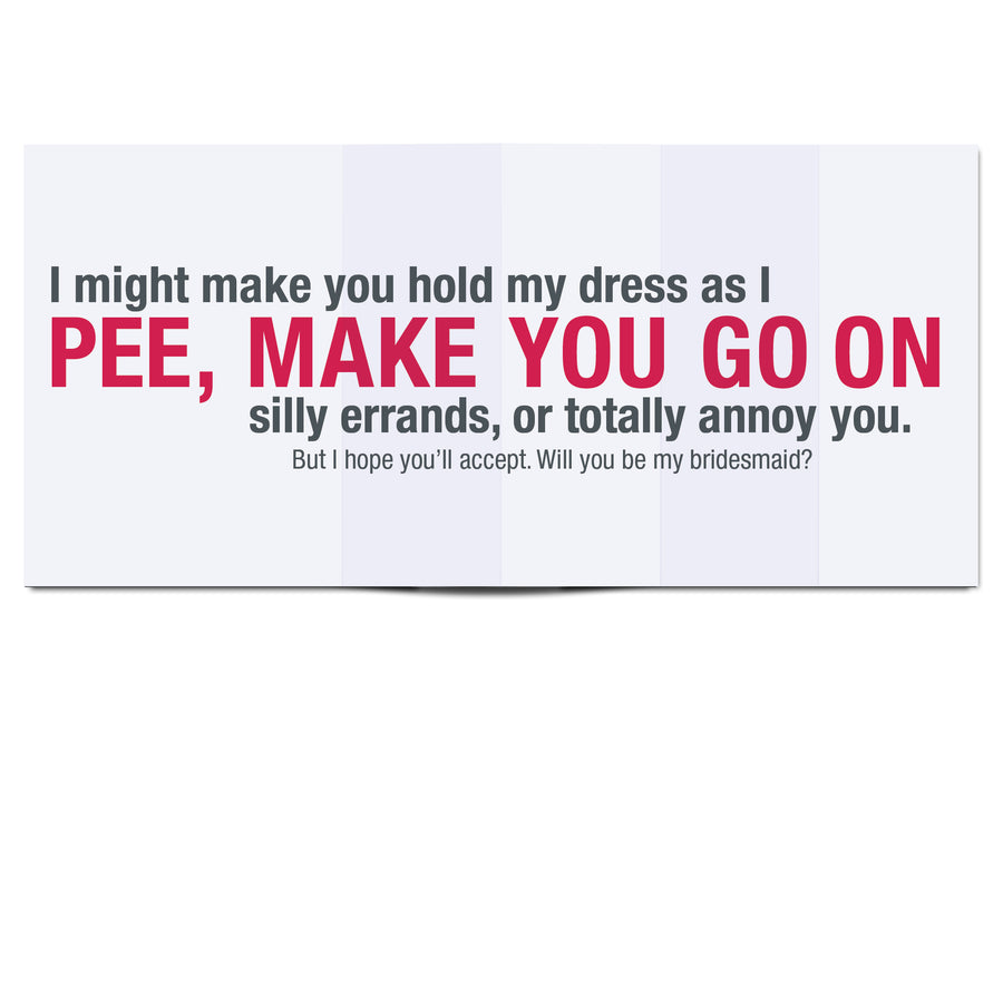 I Might Pee on You Funny Will You Be My Bridesmaid Card – FINCH and HARE